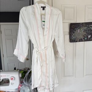 Elegant White and Pink Women's Robe the bride